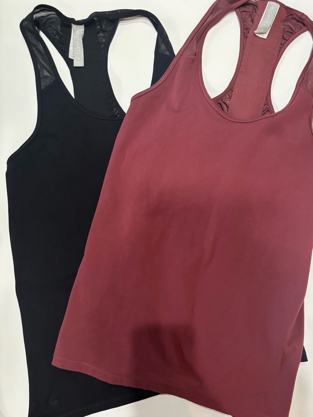 Athleta mesh racer back tank lot 2 black and burgundy size medium